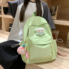 LIZAKOSHT  -  Cute Waterproof Solid Color Nylon Women Backpack College Style Travel Rucksack School Bags for Teenage Girl Boys New