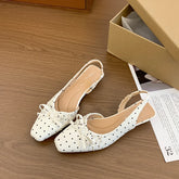 LIZAKOSHT - Cover Toe Polka Dot Women Sandals Fashion Slip On Singbacks Mules Pumps Elegant Elegant Slingbacks Sandalias Mujer