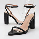 LIZAKOSHT  -  Fashion Chunky Heel Sandals Women Pointed Sexy Roman Sandals Women Hollow Ankle Strap Elegant Slingback High Heel Zapatos Mujer