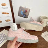 LIZAKOSHT - Pink Womens Sports Shoes Sweet Kawaii Korean Style Women Sneakers Pu Leather Low-top Casual Versatile Female Shoes