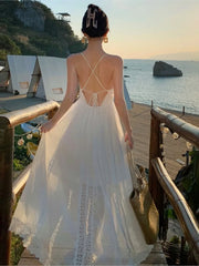LIZAKOSHT - Real Photos Of Sanya Beach Backless Super Fairy Holiday Dress Senior Sense Long Skirt Gauze Female