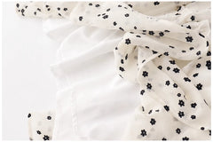 LIZAKOSHT - Women's Japanese Flocked Small Flower Suspender Dresses Female Summer One-Sholuder Collar Temperament Slim Short Sling Dress