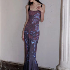 LIZAKOSHT  -  Summer Women Fashion Elegant Print Sexy Backless Sling Streetwear A-LINE Dress Female Casual Slim Sleeveless Pullover Dresses