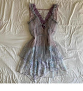 LIZAKOSHT - 2-Piece Set Floral Goth Lace Sling Party Dresses Punk Vintage Harajuku Y2k Korea Short Skirt Bow 2000s Fashion Emo Summer Dress