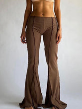LIZAKOSHT - Sexy Low Waist Wide Leg Pants Elastic Bell Bot Casual Trousers for Women Spring Summer Faion Commute Sle