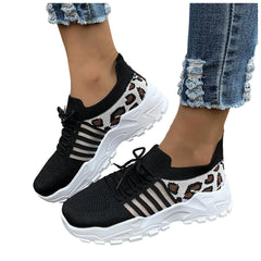LIZAKOSHT - Women Casual Shoes Breathable Walking Mesh Flat Shoes Platform Sneakers Women Vulcanized Shoes Leopard Female Footwear Summer