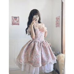 LIZAKOSHT - Victorian Vintage Lolita Dress Sweet Elegant Women Lace Ruffles Pearl Slim Bandage Princess Dresses Female Cute Party Mini Dress