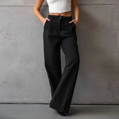 LIZAKOSHT - Commuter Style Versatile Casual Straight Leg Pants Women's Autumn New Black Loose Fashion Draped suit trousers Office Ladies