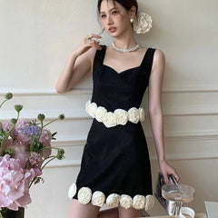 LIZAKOSHT - Summer New French Style Elegant Sweet 2 Piece Set Fashion Sleeveless Top + Short Skirt Sets For Women OL Two Piece