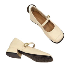 LIZAKOSHT - Women's New Retro Mary Janes Shoes Spring Summer Fashion Design Mid Heel Square Toe Pumps Elegant French Style Women Footwear