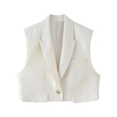 LIZAKOSHT - Early Spring New Casual Fashion Versatile Women's Clothing Flip Decoration Short Vest