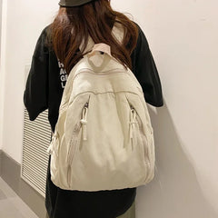 LIZAKOSHT - American Style Cool Canvas Backpack Women Solid Color Unisex High Capacity Student College Backpack Girl Boy Travel BookBag