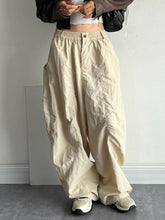 LIZAKOSHT - Cargos Style Basic Quick-drying Woven Pants Women Streetwear Harajuku Pockets Baggy Wide Leg Trousers Y2k Casual