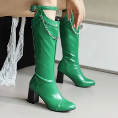 LIZAKOSHT - Women's Rubber Boots Rain High Heel PU Cotton Fabric Sewing Hoof Women Boots High Heels Stiletto Rubber PU Sewing Cotton Fabric