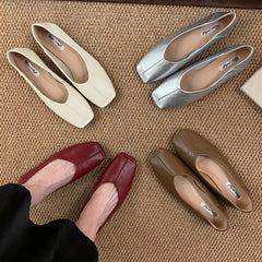 LIZAKOSHT - Spring New Brand Women Flat Shoes Fashion Round Toe Shallow Slip oN Ballerinas Shoes Soft Low Heel Boat Shoes New Woman Shoes