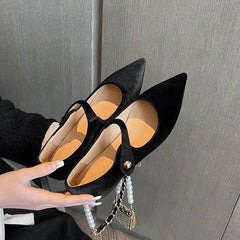LIZAKOSHT - Fashion Women's Shoes New High Quality Velvet Pointed Flat Bottom Mary Jane Shoes Daily Commuter Lightweight Shoes