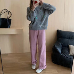 LIZAKOSHT - Elegant Jacquard Sequins Sweater Fashion Solid Color Long Sleeve Knitted Pullover Winter New Women's O Collar Hollow Out Jumpers