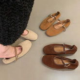 LIZAKOSHT - Autumn Women Flat Shoes Fashion Round Toe Shallow Ladies Casual Mary Jane Shoes Soft Sole Outdoor Ballerinas Shoes New