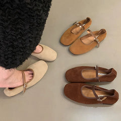 LIZAKOSHT - Autumn Women Flat Shoes Fashion Round Toe Shallow Ladies Casual Mary Jane Shoes Soft Sole Outdoor Ballerinas Shoes New