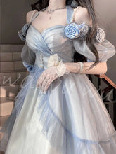 LIZAKOSHT - Elegant Gradient Blue Three-Dimensional Rose Lolita Dress Flower Wedding Birthday
