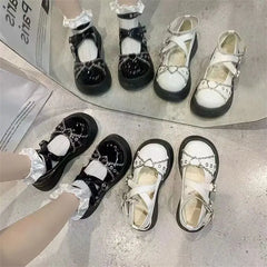 LIZAKOSHT - Original Lolita Shoes Women Spicy Girls Thick Soled Brother Shoes Special Style Round Headed Girl Lolita Leather Shoes