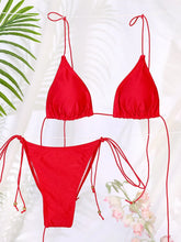LIZAKOSHT - Triangle Bikinis Sexy Swimsuit Women's Swimwear High Cut Bathing Suit Push Up Two Piece Biquini Solid Tie Bikini Sets