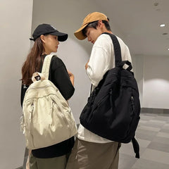 LIZAKOSHT - American Style Cool Canvas Backpack Women Solid Color Unisex High Capacity Student College Backpack Girl Boy Travel BookBag