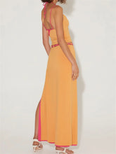 LIZAKOSHT - Sexy Women 2 Pieces Summer Outfits Sleeveless Spaghetti Strap Halter Camis Tops Split Long Skirts Sets Beachwear