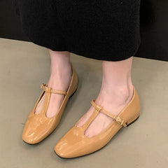 LIZAKOSHT - Spring New Brand Women Flat Shoes Fashion Round Toe Ladies Dress Mary Jane Shoes Flat Heel Casual Ballerinas Shoes New