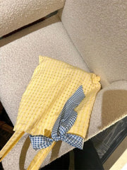 LIZAKOSHT - Korean 2024 Summer Yellow Plaid Handbag Tote Bags Large Capacity Women Commute Shoulder Bag
