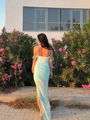 LIZAKOSHT - Sexy Bal Pleated Slim Fit Dr Women's High Waist Svel Gown Ciwalk Faion European Sle No Brand