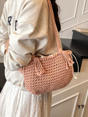 LIZAKOSHT - Casual Knitted Large Capaci oulder Bag for Women Summer Versatile St Weaving Beach Coast Bag Modern Neutral Sle Poly