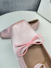 LIZAKOSHT - Ballet Flat Mary Jane oes Women's Faion Satin Bow Tie Single oes Spring Autumn Low Heel Synthetic Leather Interior Casual