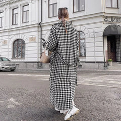 LIZAKOSHT - Classic Houndstooth Women's Blazer Luxury Custom Double Breasted Notch Lapel Jacket Elegant Female Clothing Outerwear