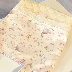 LIZAKOSHT - Korean Sweet Flower Cat Bow Print Handbag Tote Bags Large Capacity Women Commute Shoulder Bag