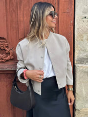 LIZAKOSHT  -  2 Colors Jackets for Women 2024 Stand Collar Coat Female Chic Single-breasted Outerwear Ladies Casual Jacket New In