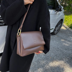 LIZAKOSHT - Design PU Leather Shoulder Crossbody Bag New Flap Solid Color Underarm Bags Luxury Designer Handbags and Purse