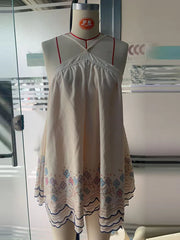 LIZAKOSHT - Sexy Halter Hollow Out Pleated Short Dress Summer New Backless Floral Printed Party Dress Elegant Off Shoulder Club Mini Dresses