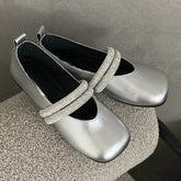 LIZAKOSHT - Rhinestone Designer Mary Jane Shoes Fashion Comfort Loafers Women Soft Sole Retro Mules Pumps Shiny Flat Ballet Shoes Female