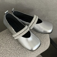 LIZAKOSHT  -  Rhinestone Designer Mary Jane Shoes Fashion Comfort Loafers Women Soft Sole Retro Mules Pumps Shiny Flat Ballet Shoes Female