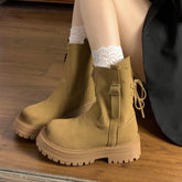 LIZAKOSHT - Rock Shoes Woman White Mid-Calf Boots Boots-Women Low Lolita Ladies Autumn Retro Boots Women New 2024 Female Shoes Mid-Ca