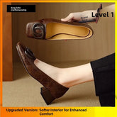 LIZAKOSHT - Soft Leather Comfortable Women's Single oes Spring Autumn Sle Square Head No Fatigue Thi Heel Match Skirt oes Casual