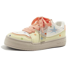 LIZAKOSHT - Star Print Platform Sneakers Pu Leathers White Low-top Athletic Shoes Fashion Niche Casual Versatile Women Sport Sneaker