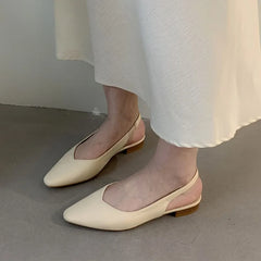 LIZAKOSHT - Fashion Pointed Toe Flats Shoes Women Slingback Sandals Elegant Mules Female Shallow Ballet Casual Loafers Sliver Zapatos Mujer