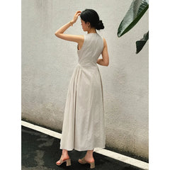 LIZAKOSHT - Women's Hollow A-line Pendant Dress Temperament Drawn Sleeveless Long Dress 2025 Summer New Style