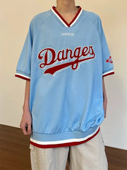 LIZAKOSHT - Y2k Sport Embroidery Graphic T Shirts for Women Oversized V-neck Quick Drying Short SleeveTee Summer Hip Hop Casual Tops