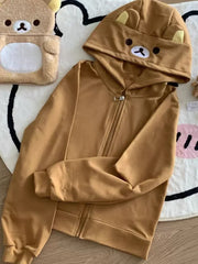 LIZAKOSHT  -  Y2k Harajuku Streetwear Hoodies Women Japanese Style Kawaii Sweet  Cute Cartoon Print Zipper Sweatshirt Soft Girl 2024