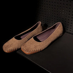 LIZAKOSHT - Fashion Women's Shoes New High Quality Suede Leather Shoes Round Head Shallow Mouth Flat Shoes Daily Lightweight Shoes