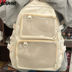 LIZAKOSHT - Japanese Ins Transparent Casual Backpacks Women Students Simple Fashion Schoolbags Y2k Aesthetic Jk Girls High-capacity Ita Bags