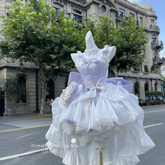 LIZAKOSHT - Purple Princess Dress With Hair Clip Ribbon No Ribbon Super Immortal Wearing Princess Skirt Trail Adult Fairy Dress